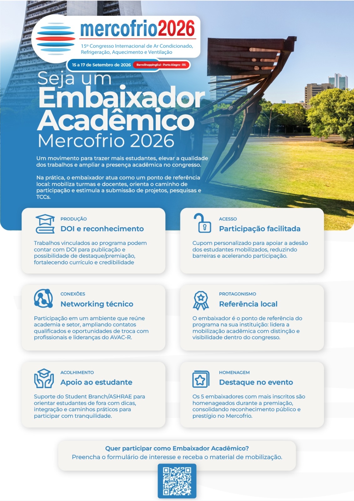 Congresso Mercofrio 2026 lança programa de Embaixadores Acadêmicos para ampliar participação estudantil